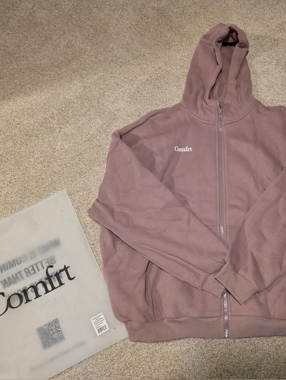 Comfrt Cloud Zip-Up Hoodie Jacket Color Orchid